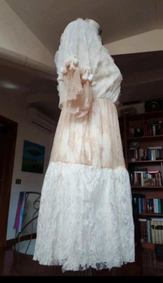 Vestito donna pizzo beige e bianco