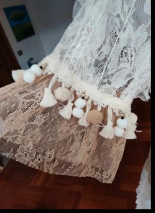 Vestito donna pizzo beige e bianco