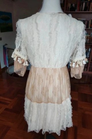 Vestito donna pizzo beige e bianco