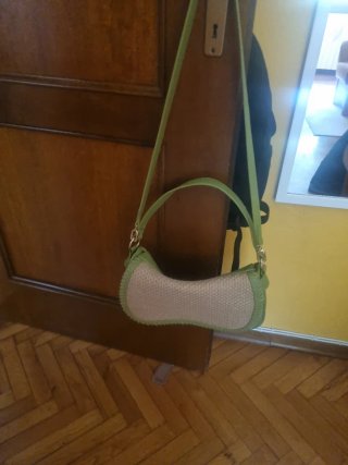 Borsa a tracolla e mano beige/verde
