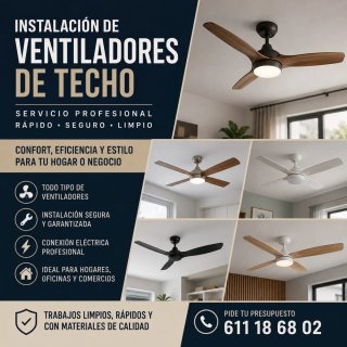 Instalacion ventiladores techo y lamparas