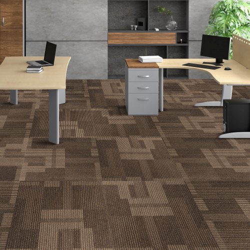 Losas de Alfombra Reutilizables, Losas de Alfombra de 24" x 24" con Acolchado Adjunto, Losas de Alfombra Suaves y Acolchadas, Instalación Fácil DIY para Dormitorio y Sala de Estar (24 Losas, Marró...