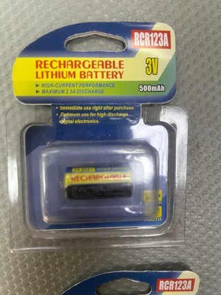 Pila recargable RCR123A 3V