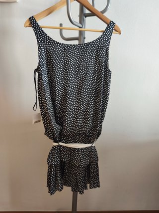 Vestido Negro Lunares Talla M Nuevo