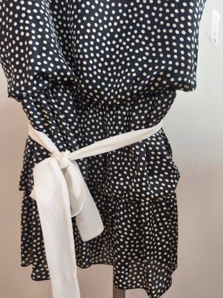 Vestido Negro Lunares Talla M Nuevo