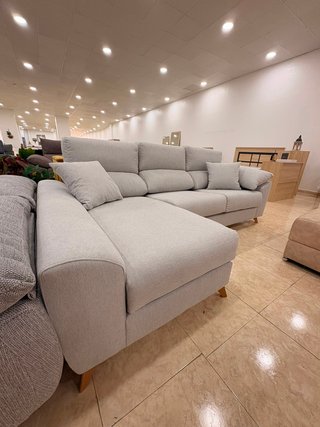 Sofá Chaiselongue Beige/Gris Oportunidad