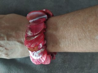 Pulsera de nacar rosa y roja