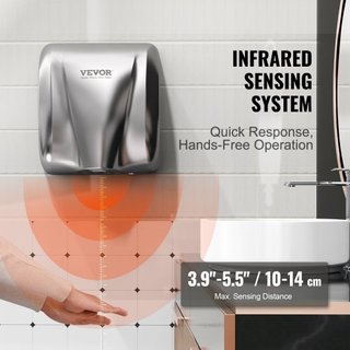 Secador de Manos Comercial de Alta Resistencia, Secador Automático de Alta Velocidad de 1800W en Acero Inoxidable con Aire Caliente, Opciones de Conexión Plug In/Duradera de 220V-240V, Cumple con ...