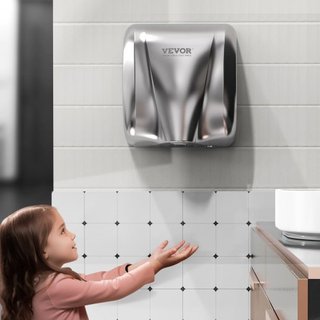 Secador de Manos Comercial de Alta Resistencia, Secador Automático de Alta Velocidad de 1800W en Acero Inoxidable con Aire Caliente, Opciones de Conexión Plug In/Duradera de 220V-240V, Cumple con ...