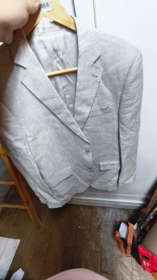 Chaqueta de lino beige