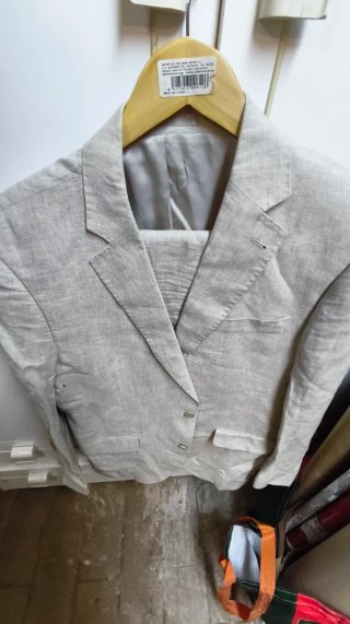 Chaqueta de lino beige