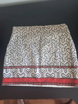 Minifalda elegante plateada y blanca