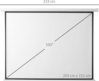 Pantalla de Proyector de 100 Pulgadas Formato 4:3 Ajustable con Control Remoto, Pantalla de Proyección Motorizada Compacta, Instalación en Pared o Techo, 203X152 Cm, Blanca