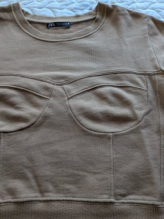Sudadera Zara Beige Crop Corset