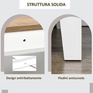 Credenza Móvil Cocina Estilo Rústico, Organizador Cocina Con Cajón Y 2 Puertas, 76.6X 35X 81.5Cm, Blanco Y Marrón