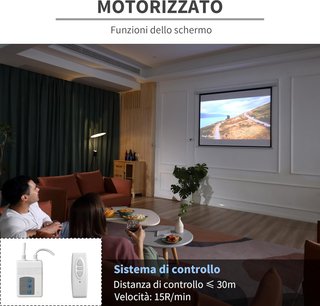 Pantalla de Proyector de 84 Pulgadas Formato 4:3 Ajustable con Control Remoto, Pantalla de Proyección Motorizada Compacta, Instalación en Pared o Techo, 171X130 Cm, Blanca