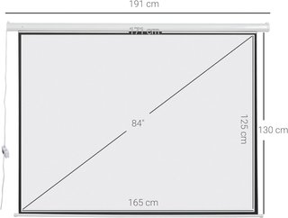 Pantalla de Proyector de 84 Pulgadas Formato 4:3 Ajustable con Control Remoto, Pantalla de Proyección Motorizada Compacta, Instalación en Pared o Techo, 171X130 Cm, Blanca