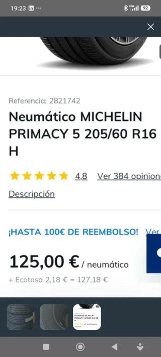 4 Ruedas Michelin Primacy 5 205/60R16 92H