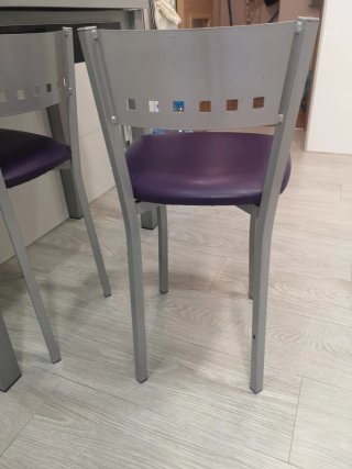 Juego de 2 sillas de cocina moradas y grises