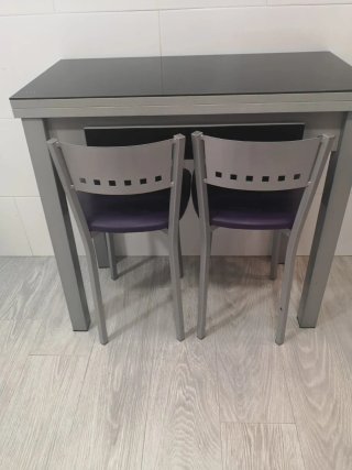 Juego de 2 sillas de cocina moradas y grises