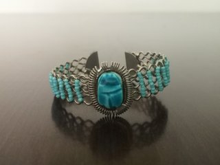 Pulsera escarabajo turquesa étnica