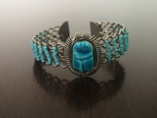 Pulsera escarabajo turquesa étnica