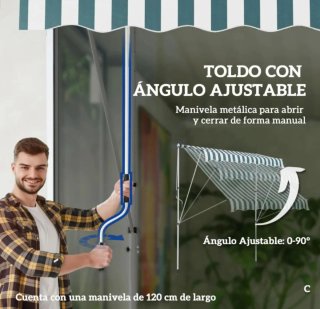 Toldo Rayas Verde y Blanco