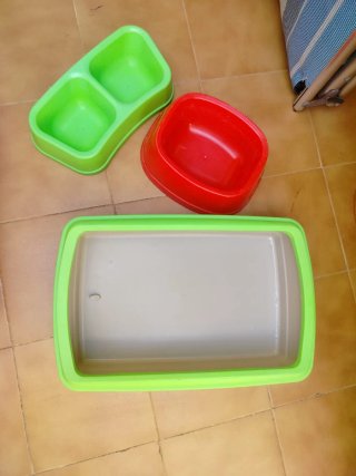 Pack Mascotas: Transportín, Arenero, Cama,Bebedero