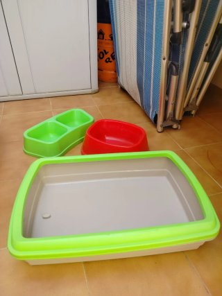 Pack Mascotas: Transportín, Arenero, Cama,Bebedero