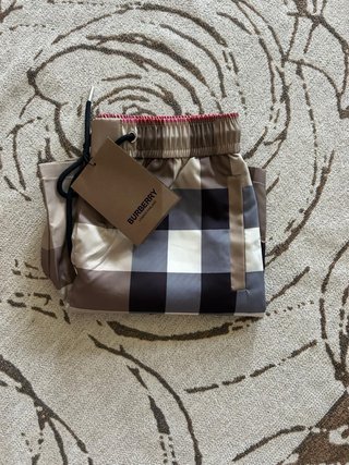Bañador Burberry Cuadros Beige Marrón