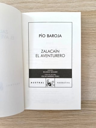 Zalacaín el aventurero Pío Baroja con guía lectura