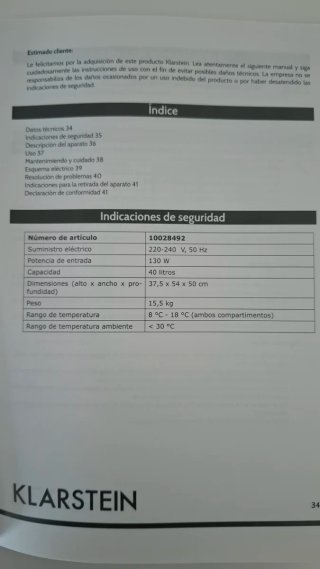 Botellero Klarstein 25L
