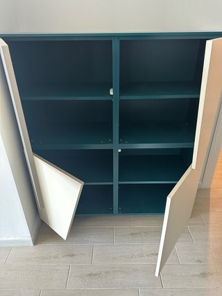Madia moderna design beige e blu petrolio