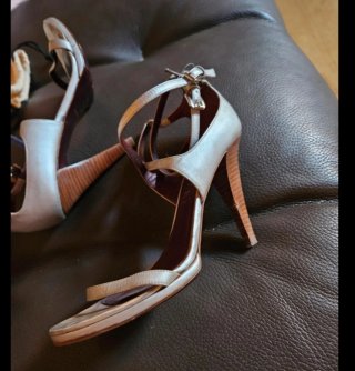 Sandalias Loewe Piel Tacon 10cm Plata