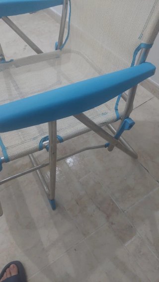 Silla de Playa Plegable Beige y Azul