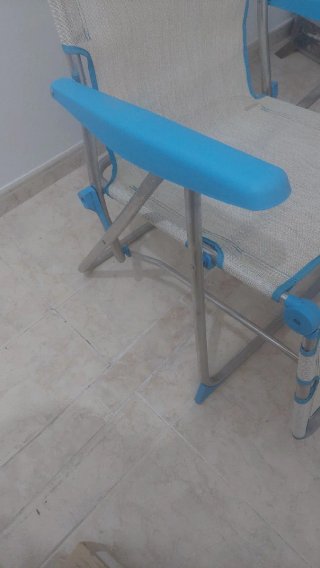 Silla de Playa Plegable Beige y Azul