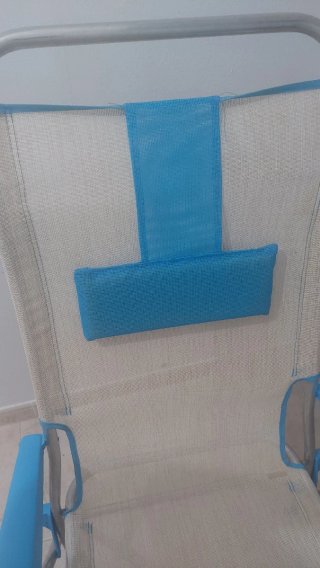 Silla de Playa Plegable Beige y Azul