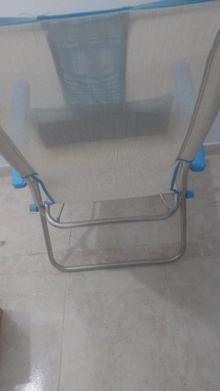 Silla de Playa Plegable Beige y Azul