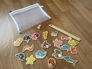 Lote juegos madera: barco, pesca, apilables