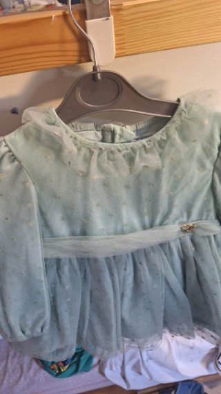 Vestido niña tul estrellas dorado