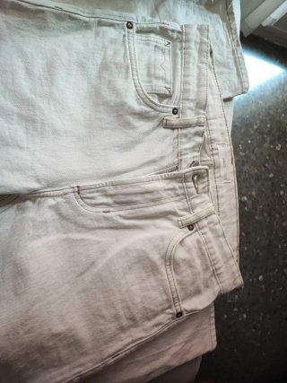 Pantalón Mango Blanco Talla 38 bolsillos grandes