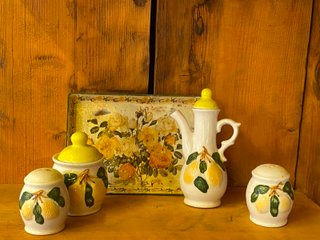 Set Condimento Tavola Vintage Ceramica Limoni