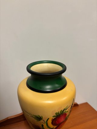 Jarrón decorativo con tapa pintado a mano