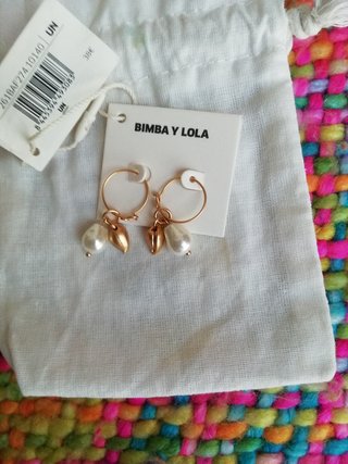 Pendientes Bimba y Lola dorados perla