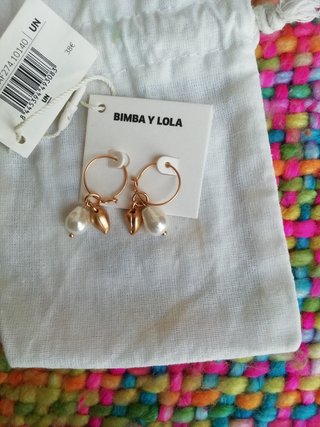 Pendientes Bimba y Lola dorados perla