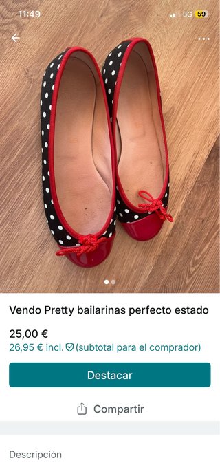 Pretty Ballerinas bailarina negro/rojo