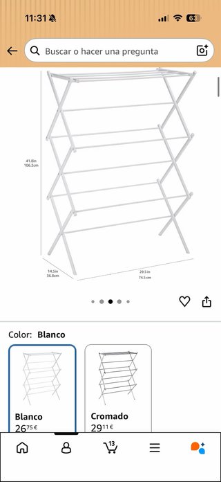 Tendedero plegable metal blanco