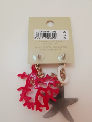 Orecchini Barbieri Stella Corallo Rossi Grigi