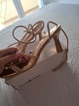 Sandalias Guapissima Oro Rosa Brillantes