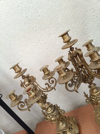 Pareja candelabros franceses de bronce